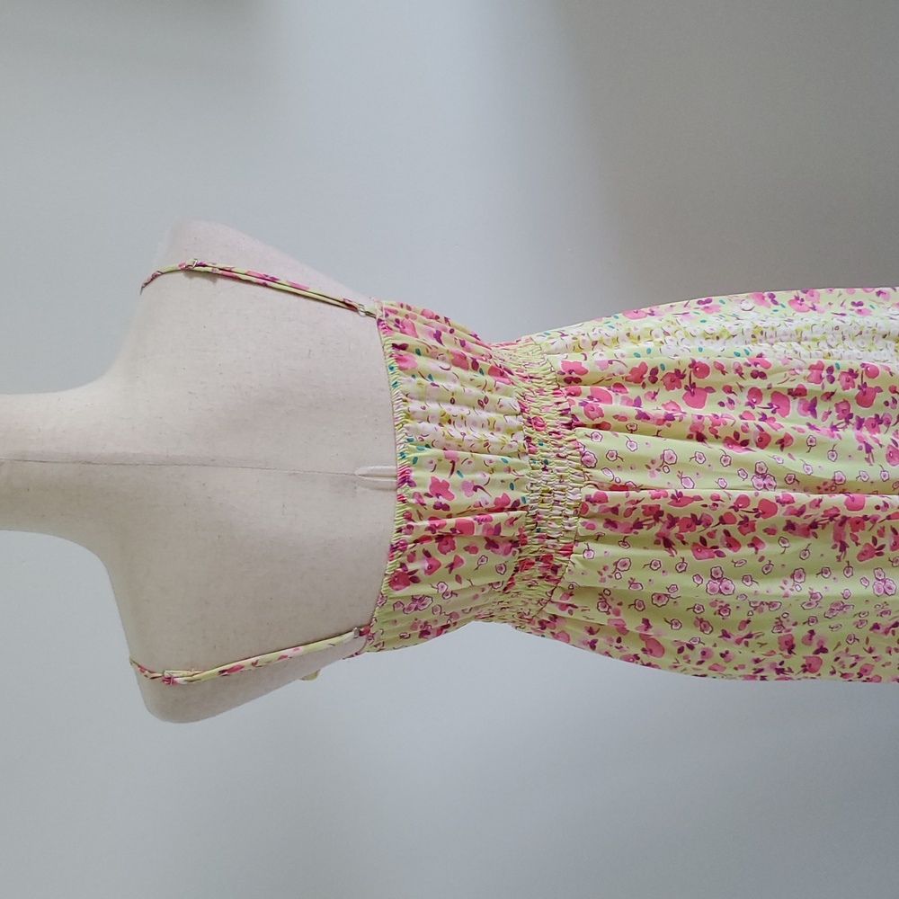 Sienna Sky Pink Floral Yellow Midi Dress with Ruffle Trim - Picture 5 of 10